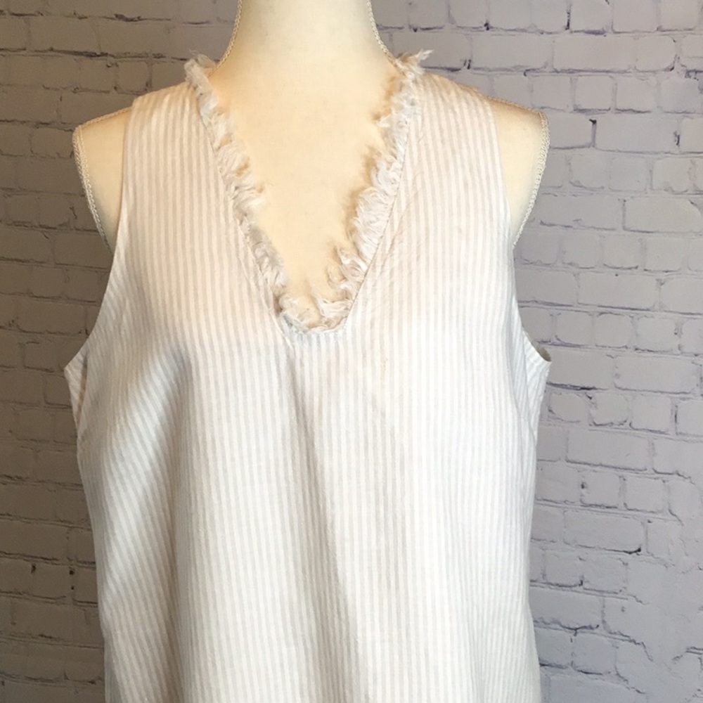 Tommy Bahama Two Palms Ruffle White/tan  Striped  Shift Dress